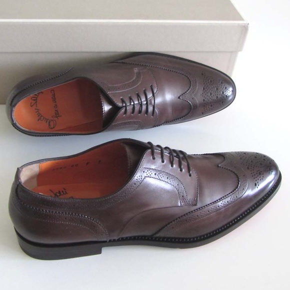 new SANTONI FAM antiqued wingtip shoes 7 F / 8 US